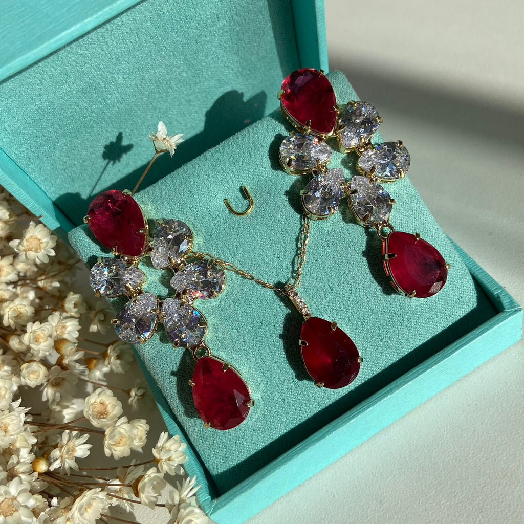 Conjunto Brinco e Colar Rubi