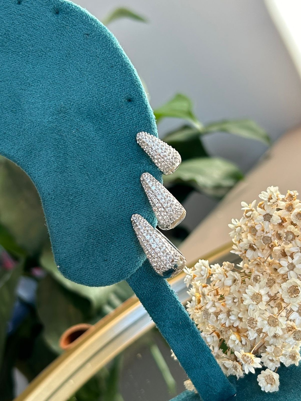 Trio de Argolas Gota Zircônia Cristal Ródio Branco