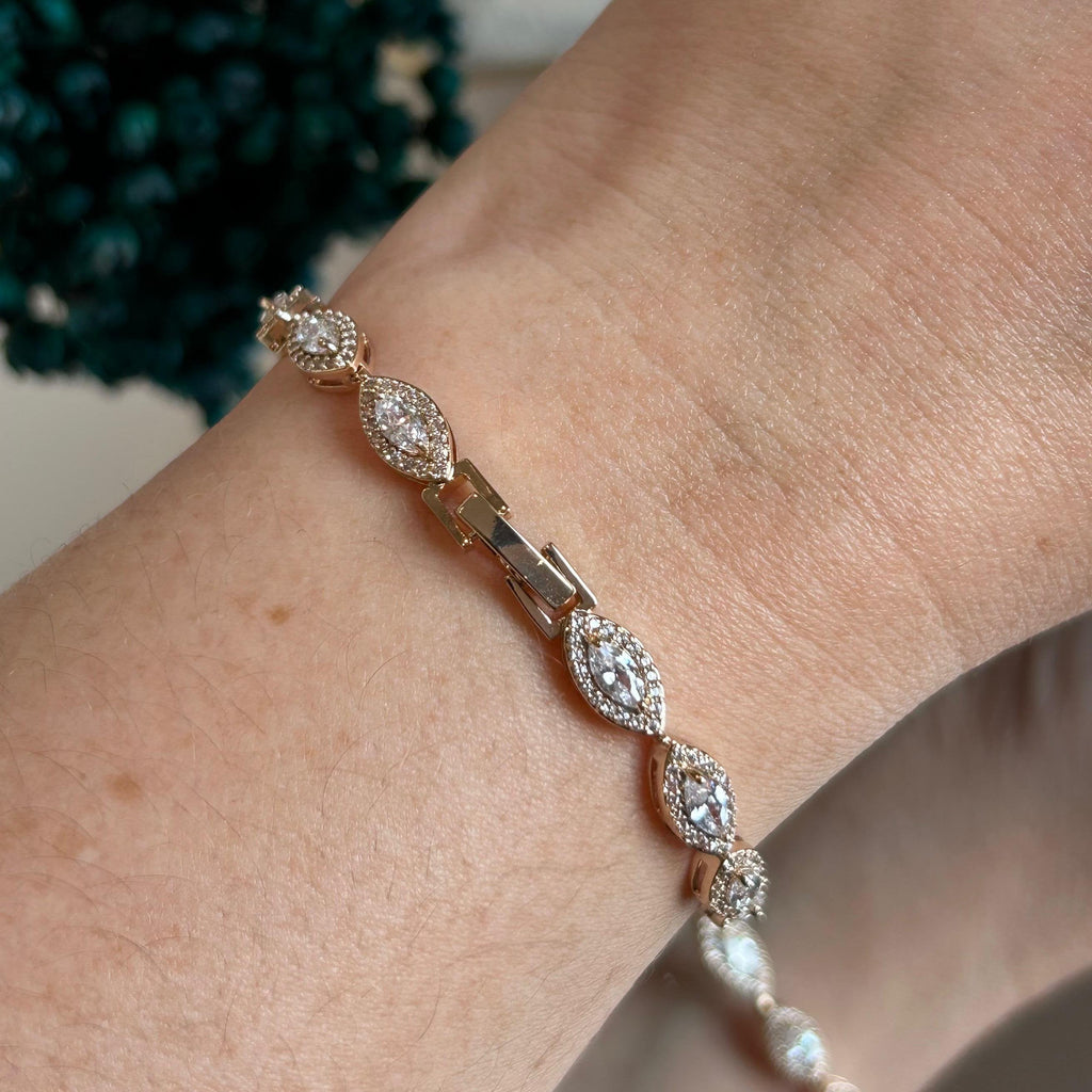 Pulseira Riviera Luxo Navetes Dourada