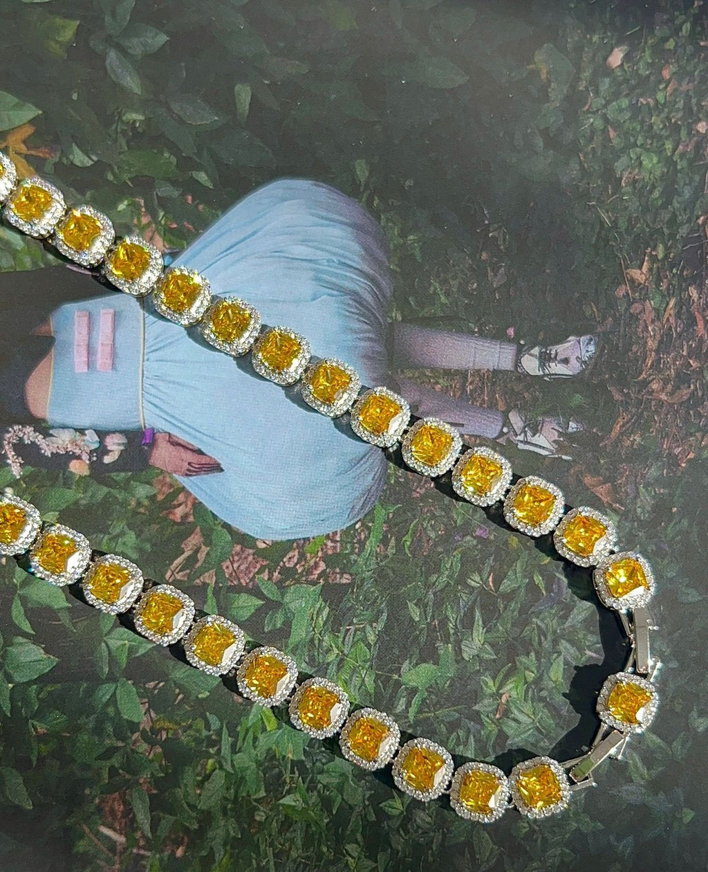 Colar Riviera Luxo Square Fancy Yellow Prateado