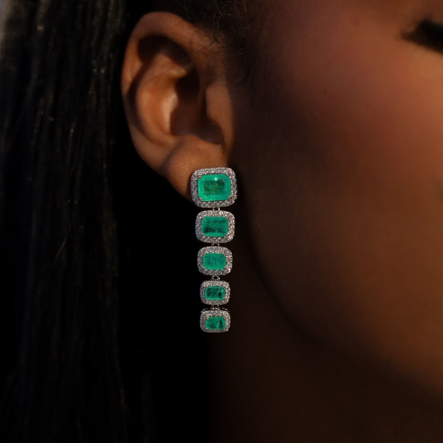 Brinco Luxo Pedra Turmalina Prateado