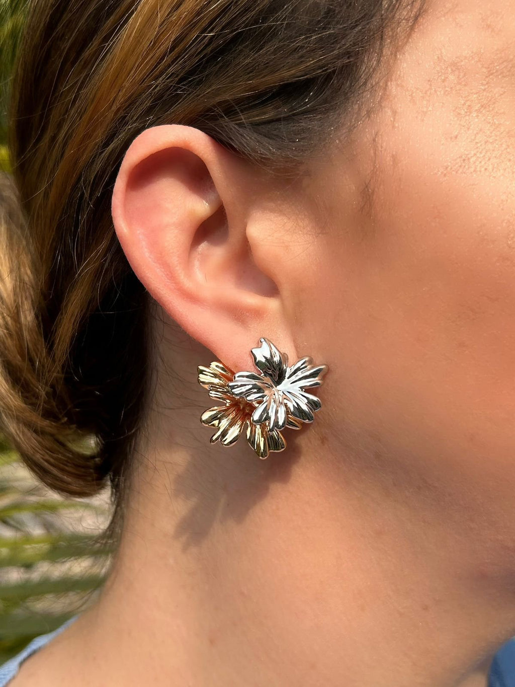 Brinco Folha Articulado Dois Banhos