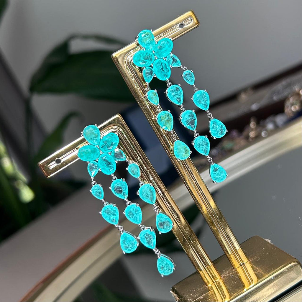 Brinco Carolina Franjas Turmalina Prateado