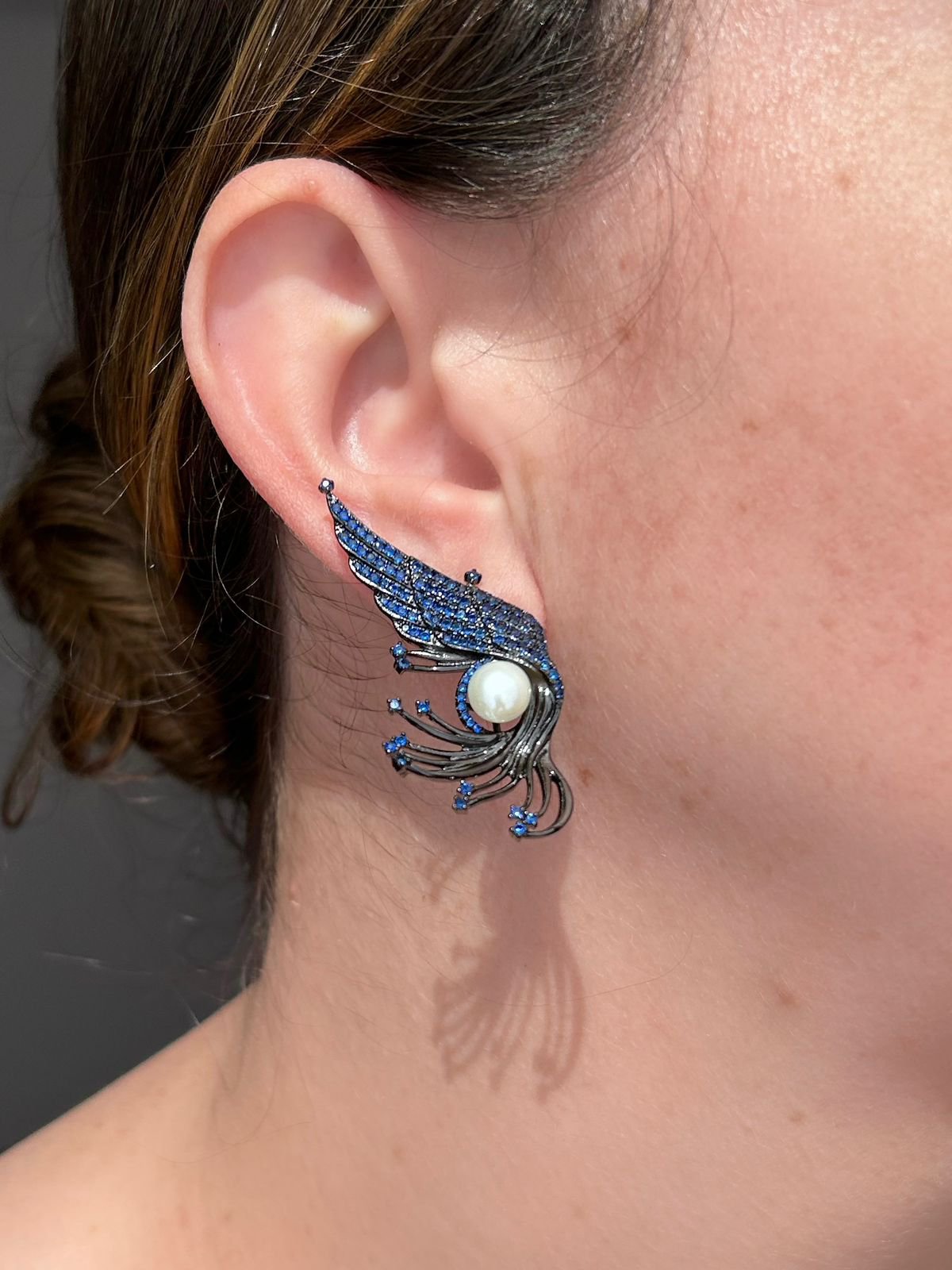 Brinco EarCuff Fenix Azul Safira