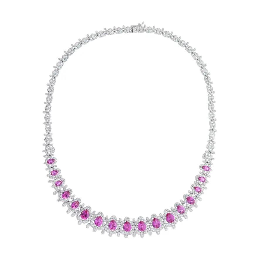 Colar Luxo Safira Rosa