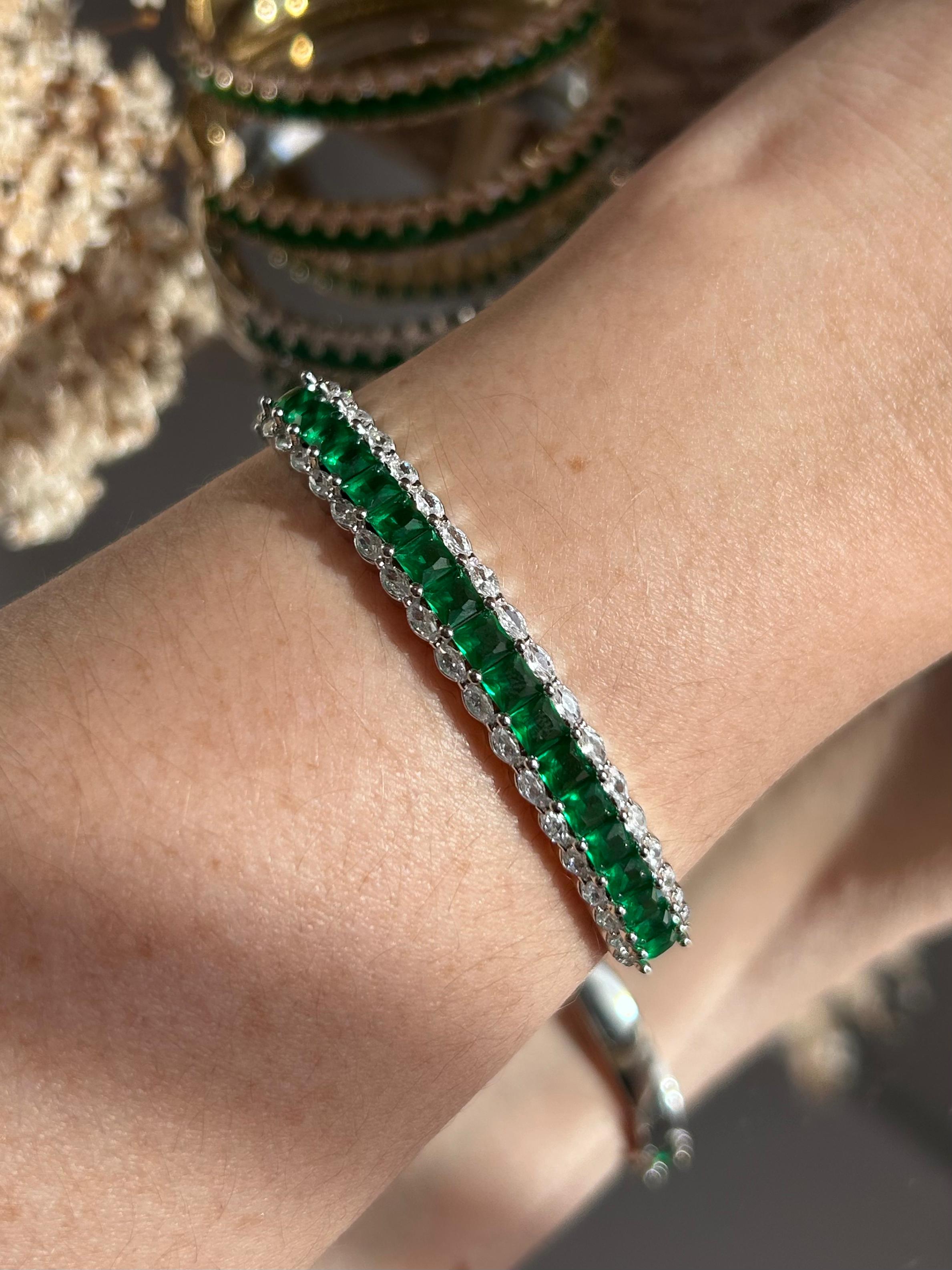 Bracelete Baguetado Verde Esmeralda