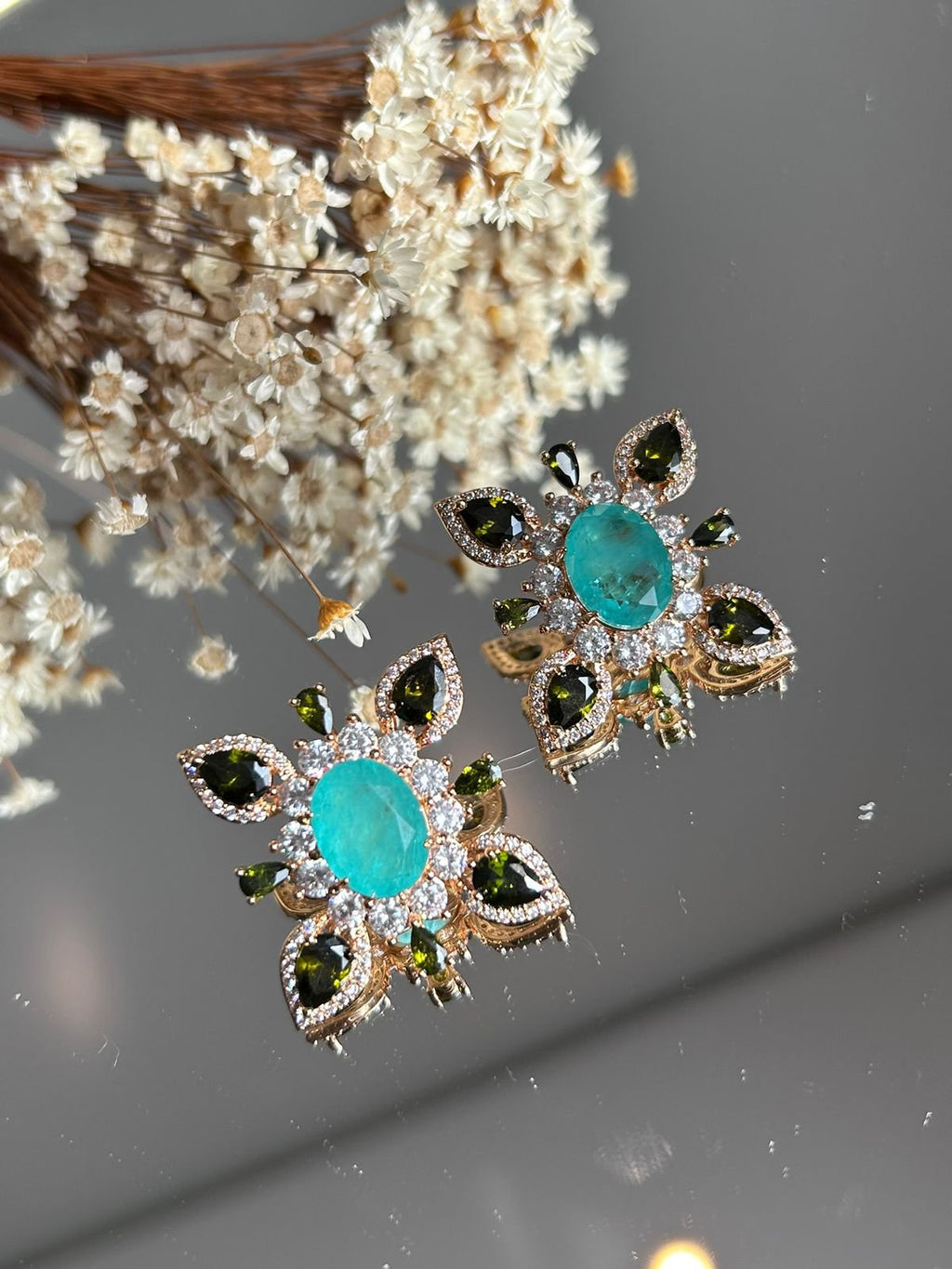 Brinco Luxo Turmalina e Peridoto