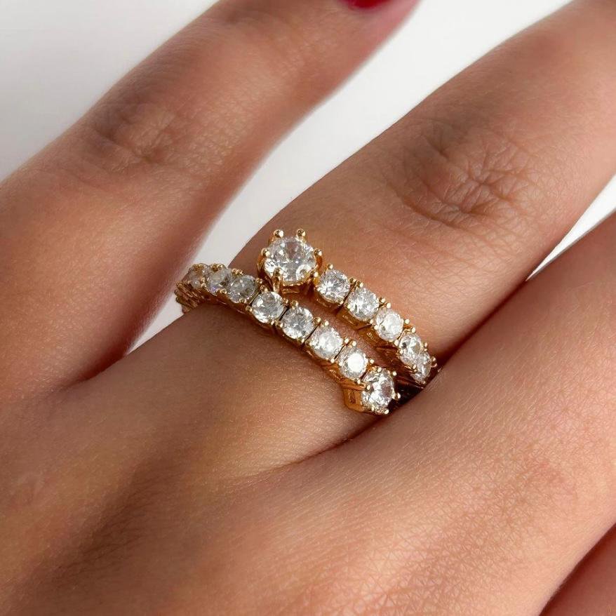 Anel Riviera Ajustável Dourado