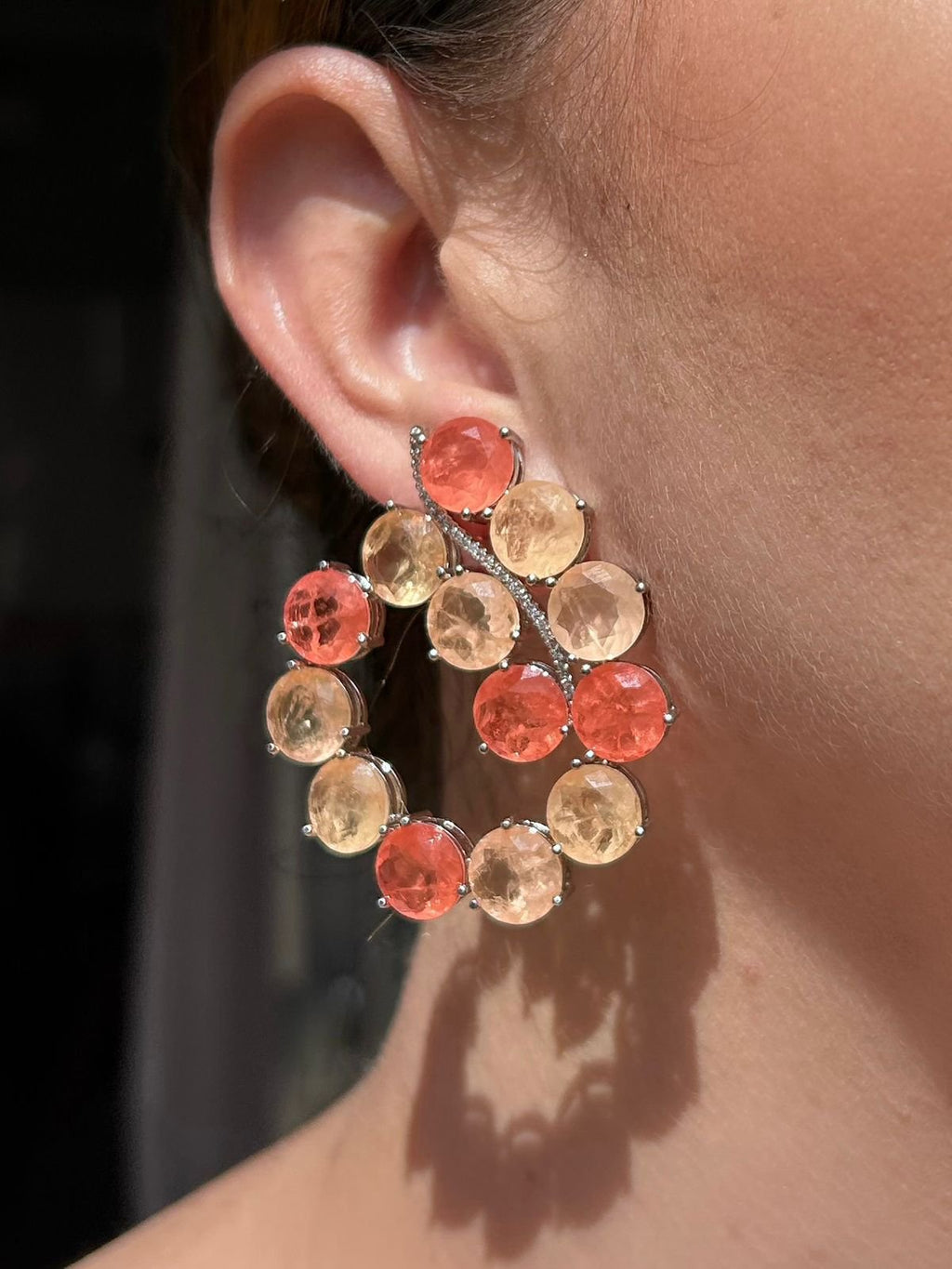 Brinco Argola Frontal Alaranjada Tangerina