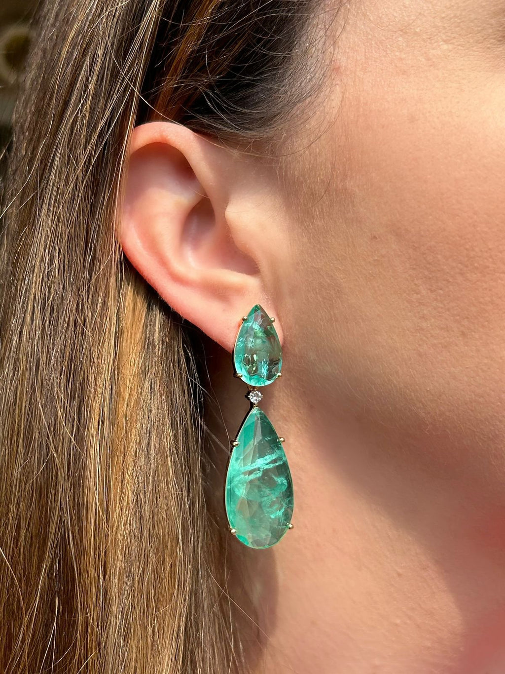 Brinco 2 em 1 Gota Turmalina Fusion