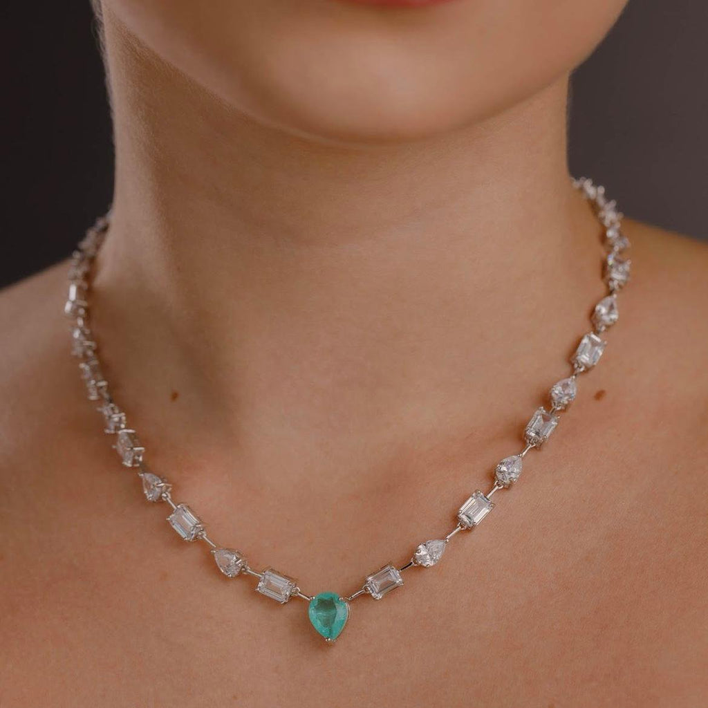 Colar Riviera Luxo Zircônia e Turmalina