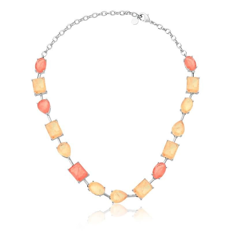 Colar Pedras Mistas Alaranjadas Tangerina