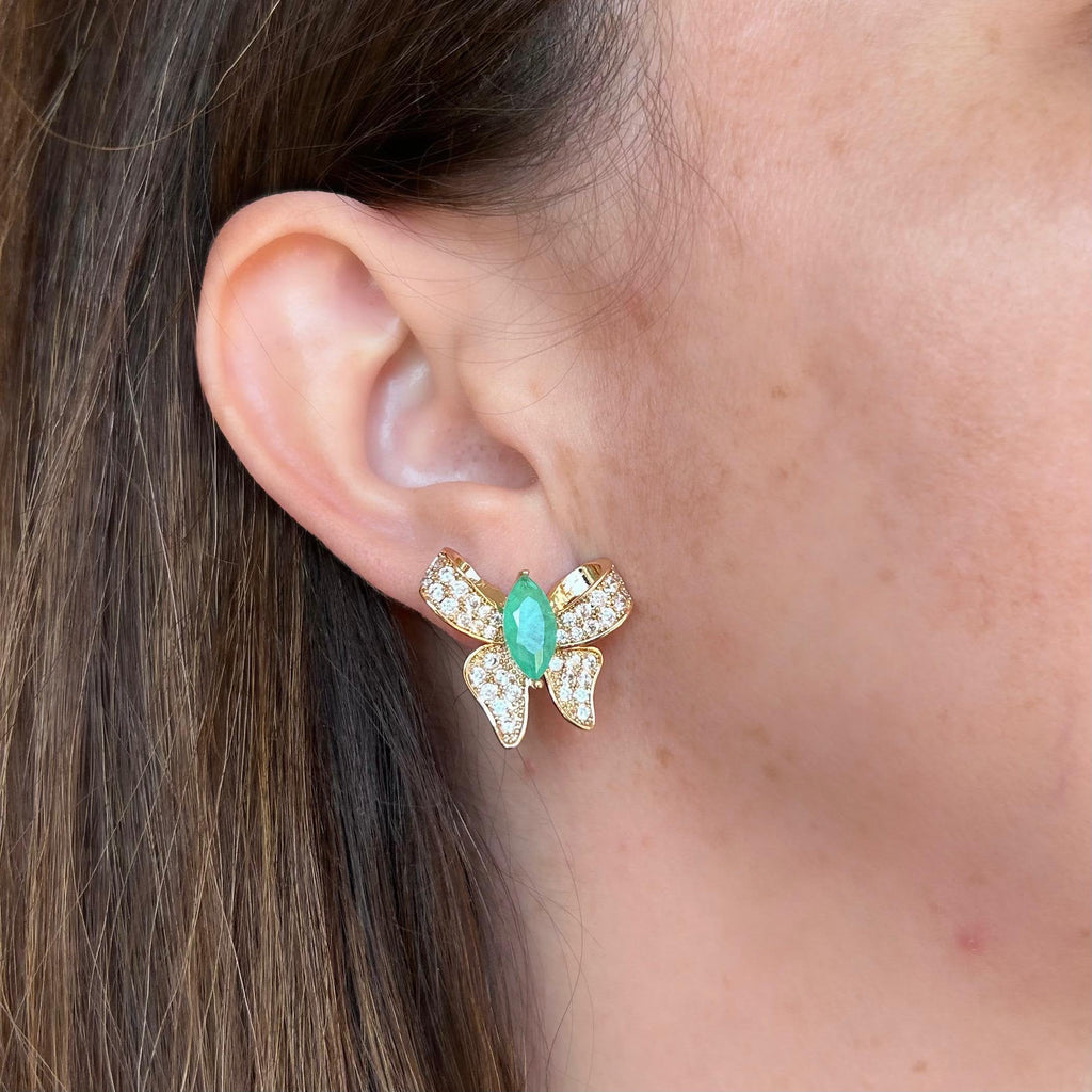 Brinco Borboleta Navetes Turmalina Fusion