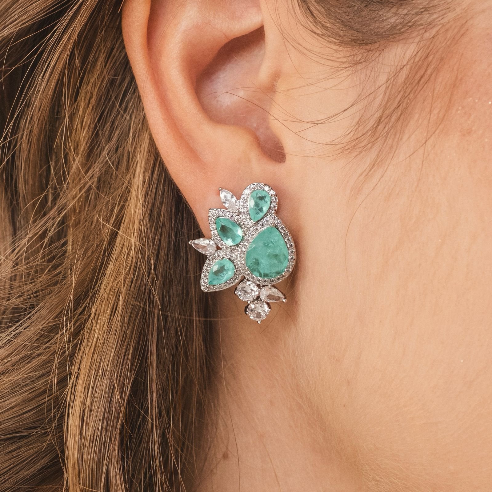 Brinco Vitória Gota Turmalina Prateado