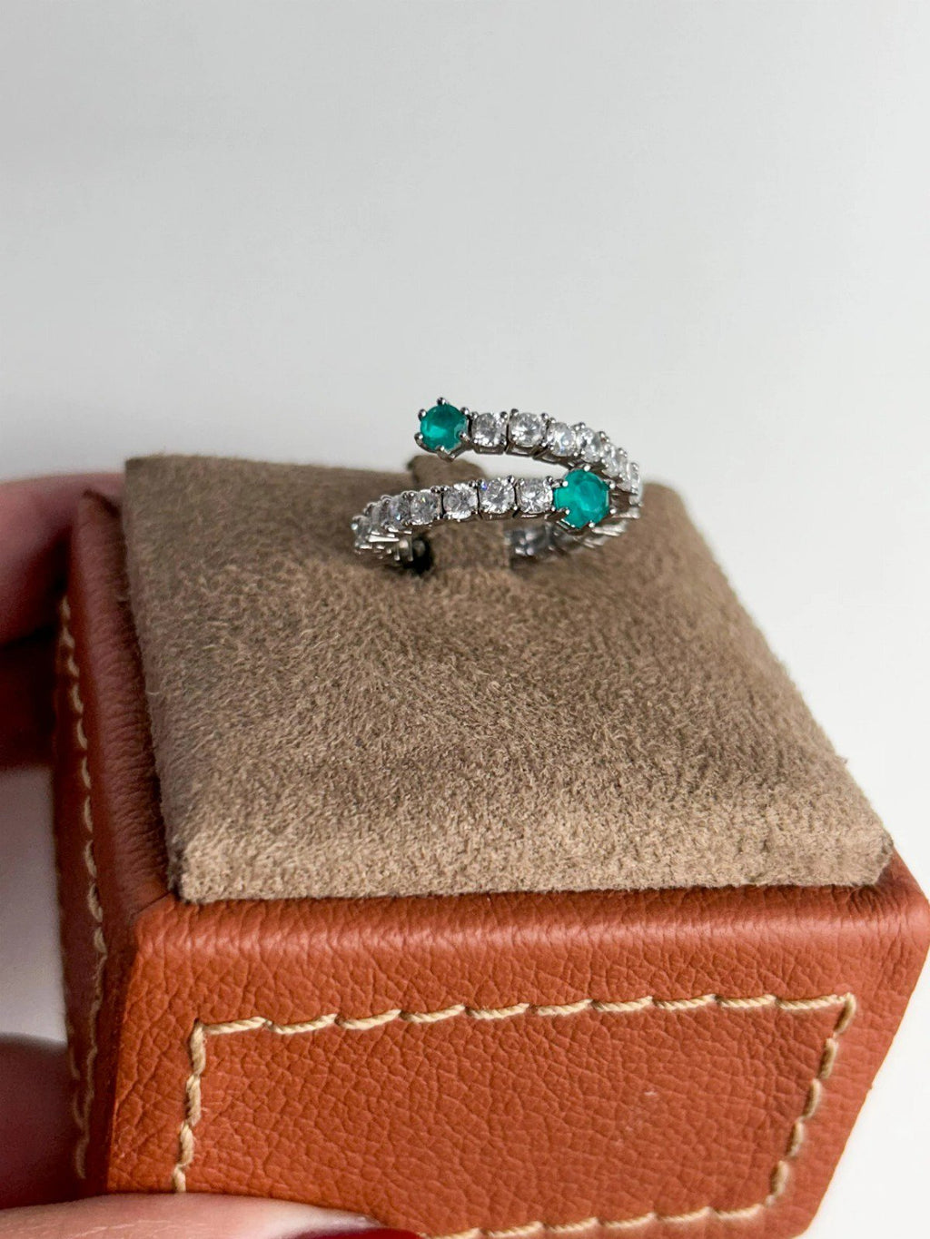 Anel Riviera Turmalina Ajustável Prateado