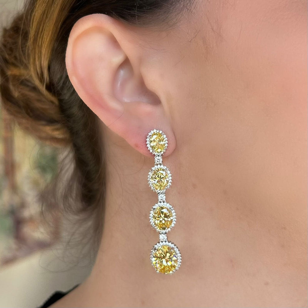 Brinco Luxo Pedras Ovais Fancy Yellow