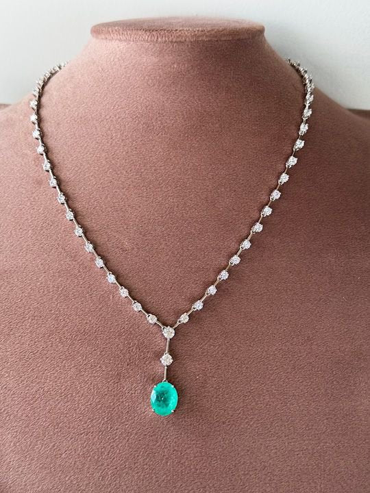 Colar Luxo Gravata Turmalina Prateado