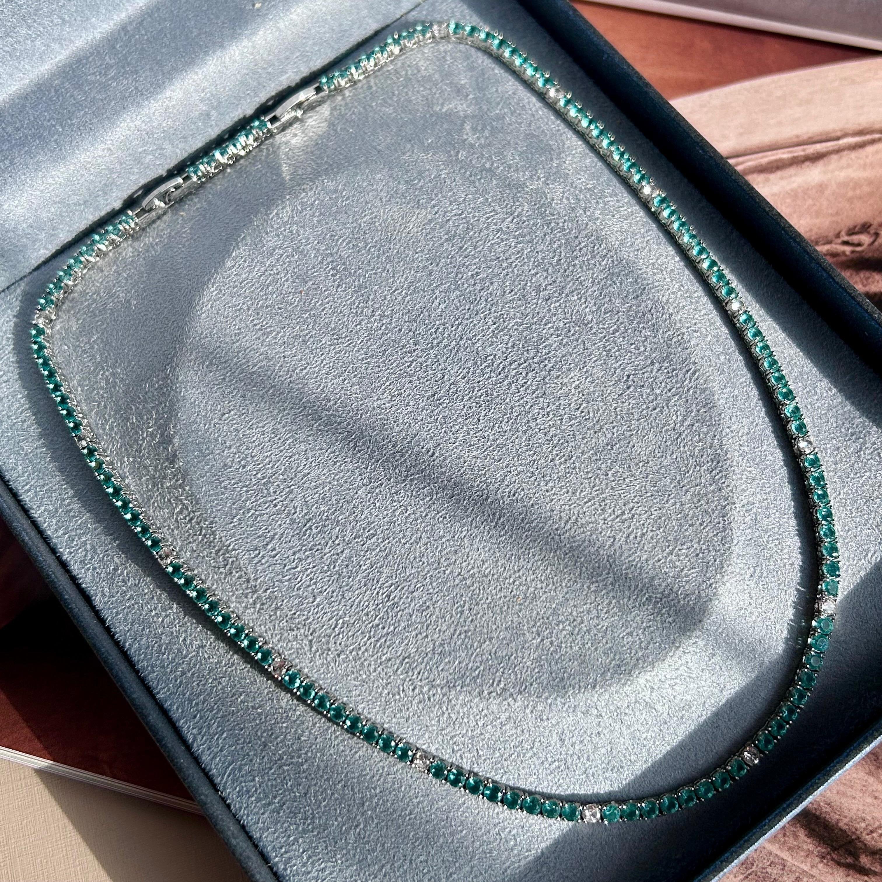 Colar Riviera 4 Garras Mesclada Turmalina