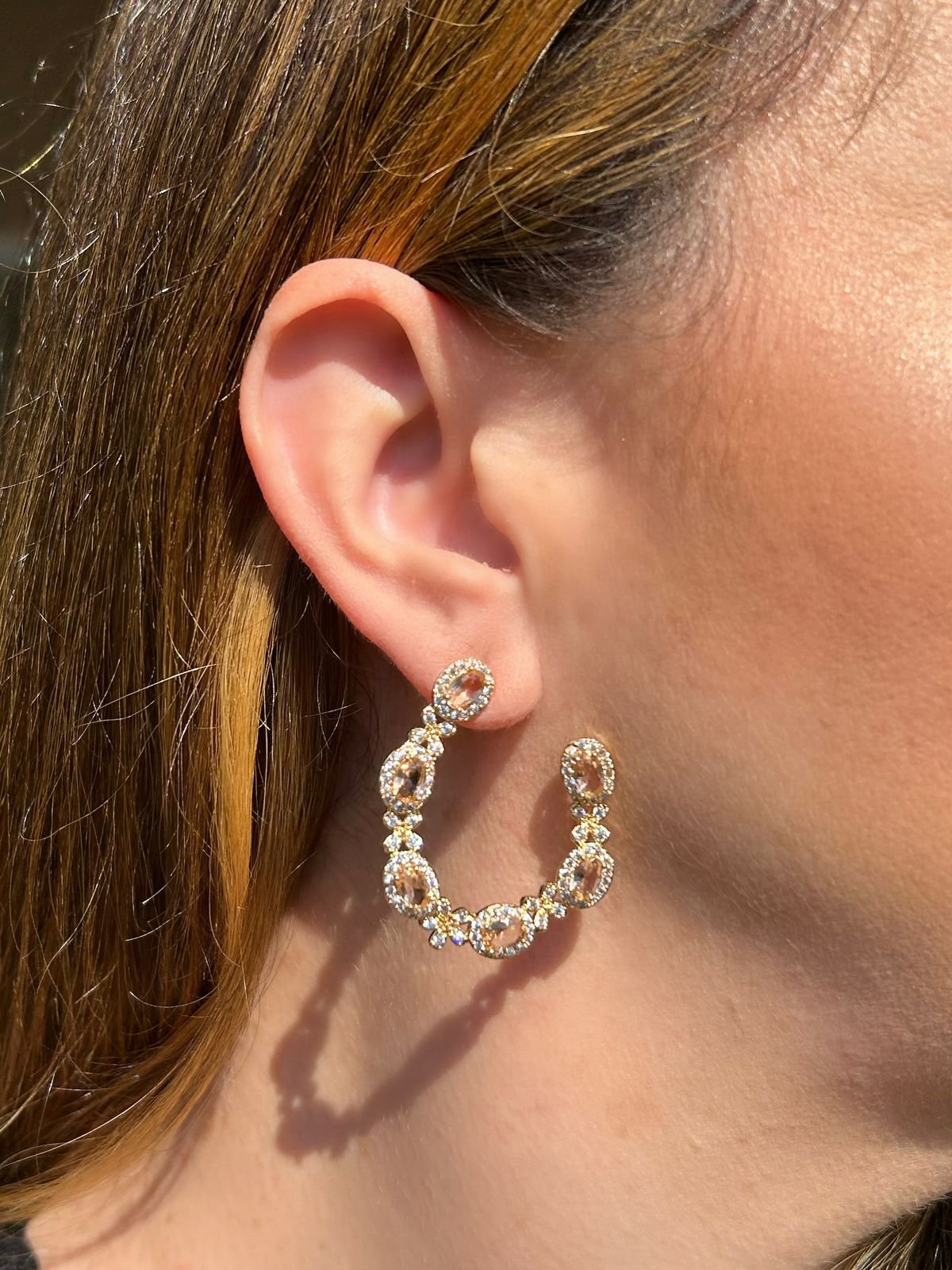 Brinco Argola Frontal Morganita Ouro