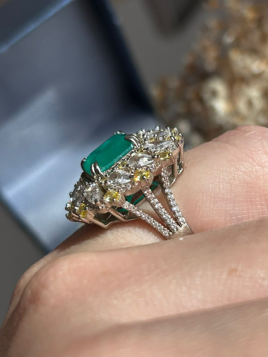 Conjunto Brinco E Anel Turmalina com Detalhes Fancy Yellow