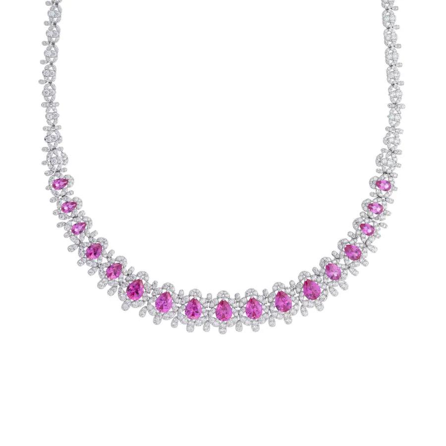 Colar Luxo Safira Rosa