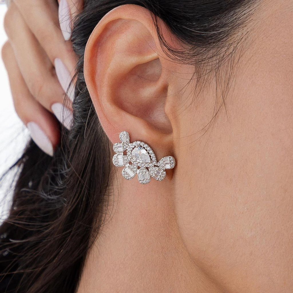 Earcuff Cristal Gota Prateado