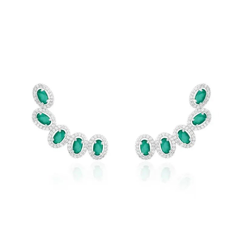 EarCuff Pedras Ovais Verde Esmeralda