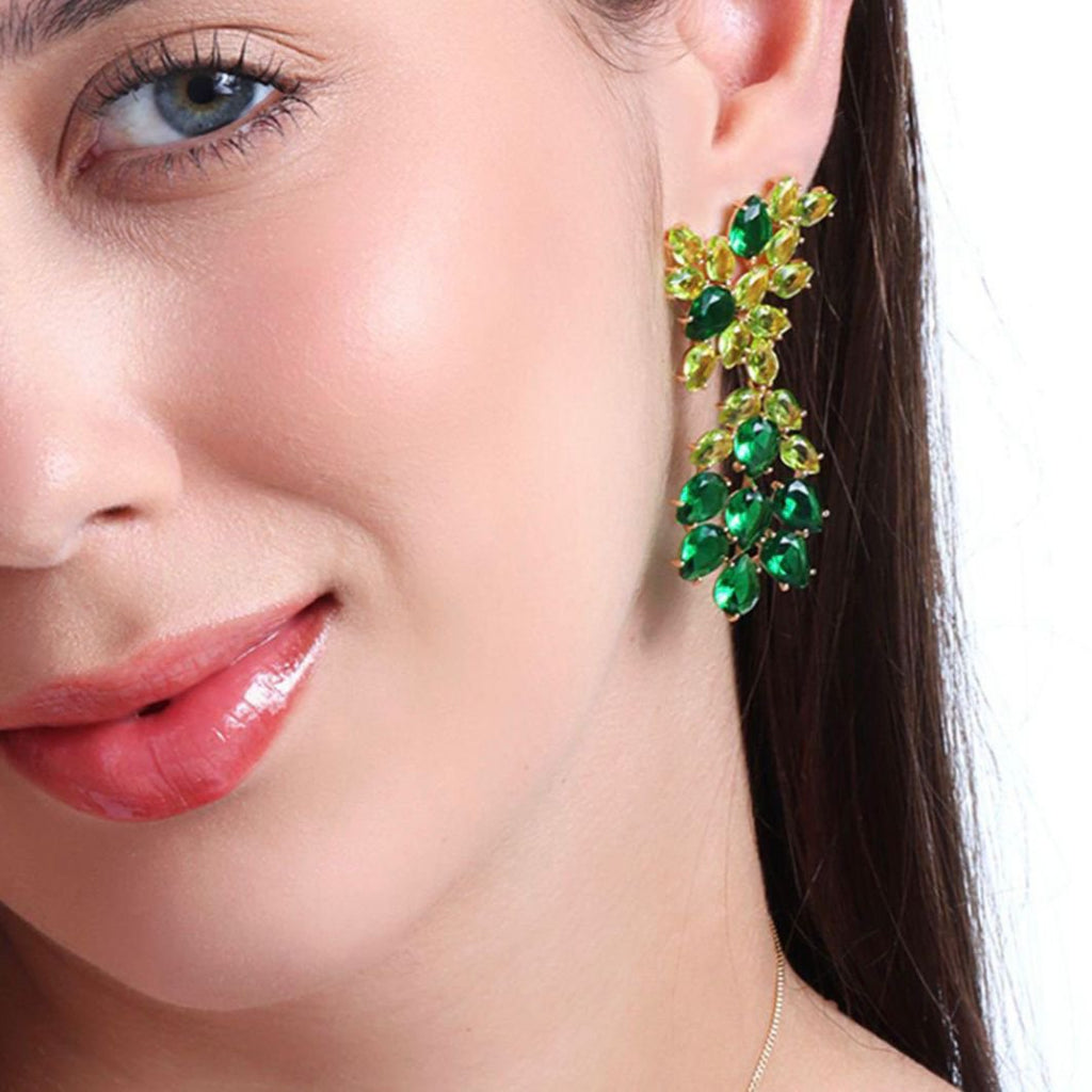 Brinco Duo Verde Esmeralda e Peridoto