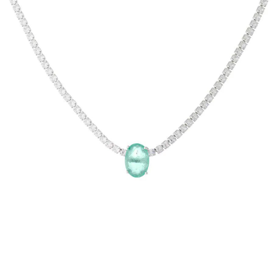 Colar Riviera Pedra Oval Turmalina