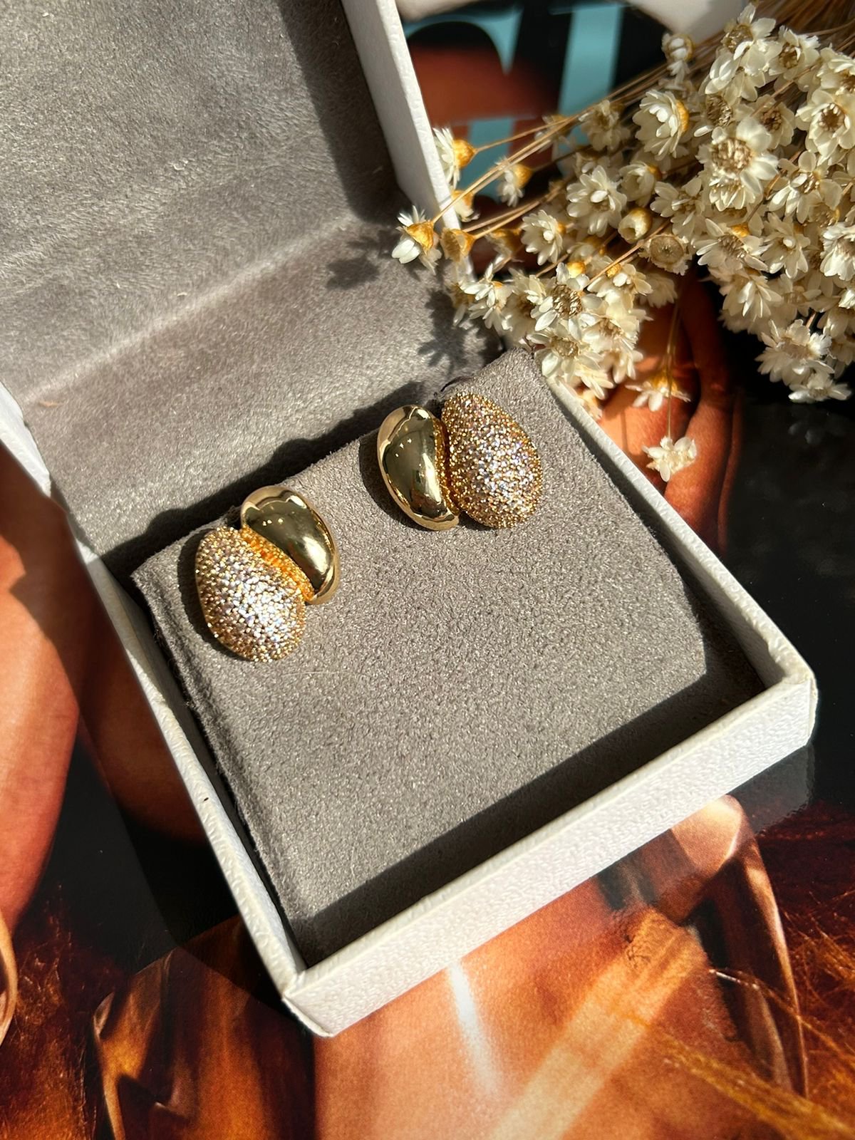 Brinco Duo Banho Ouro