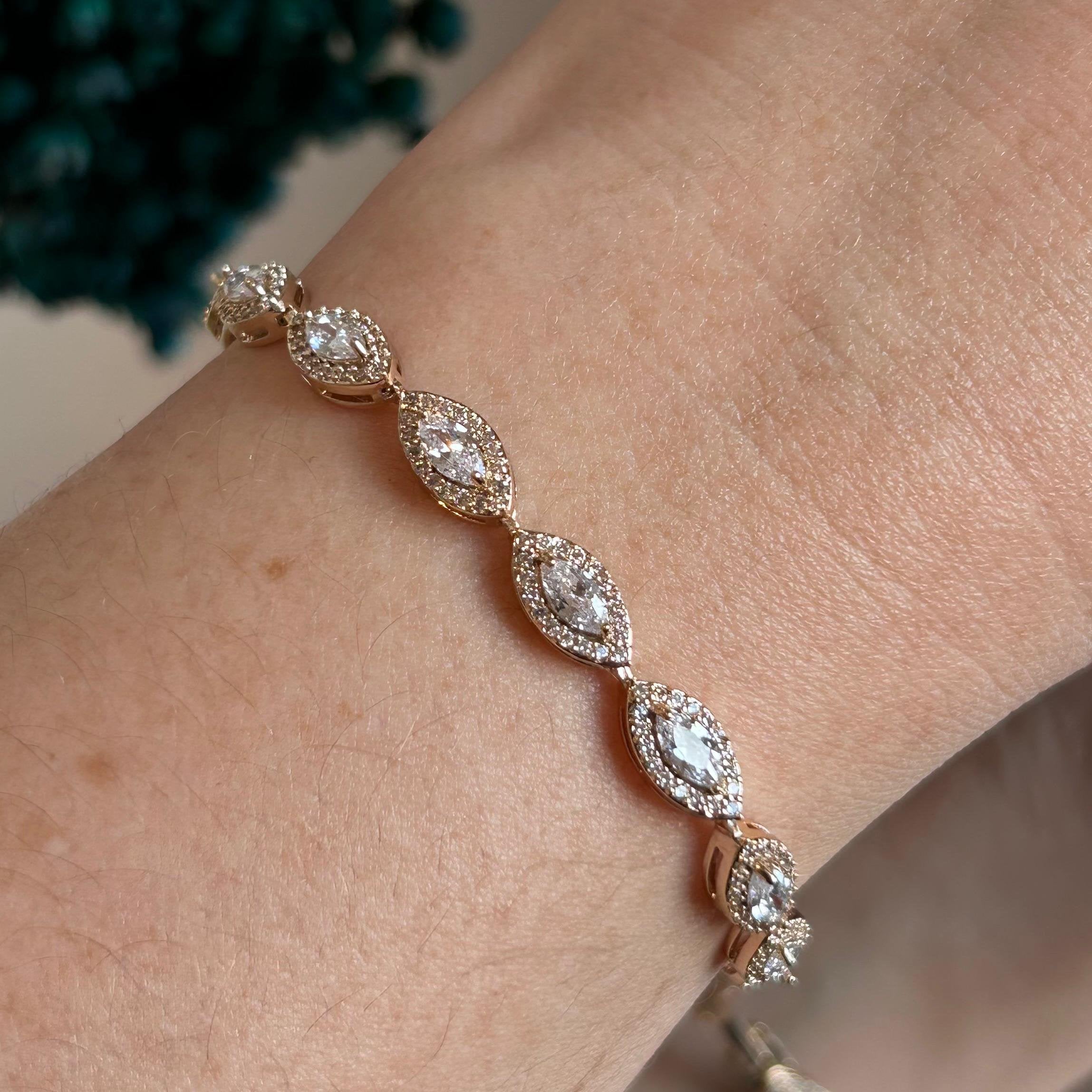 Pulseira Riviera Luxo Navetes Dourada