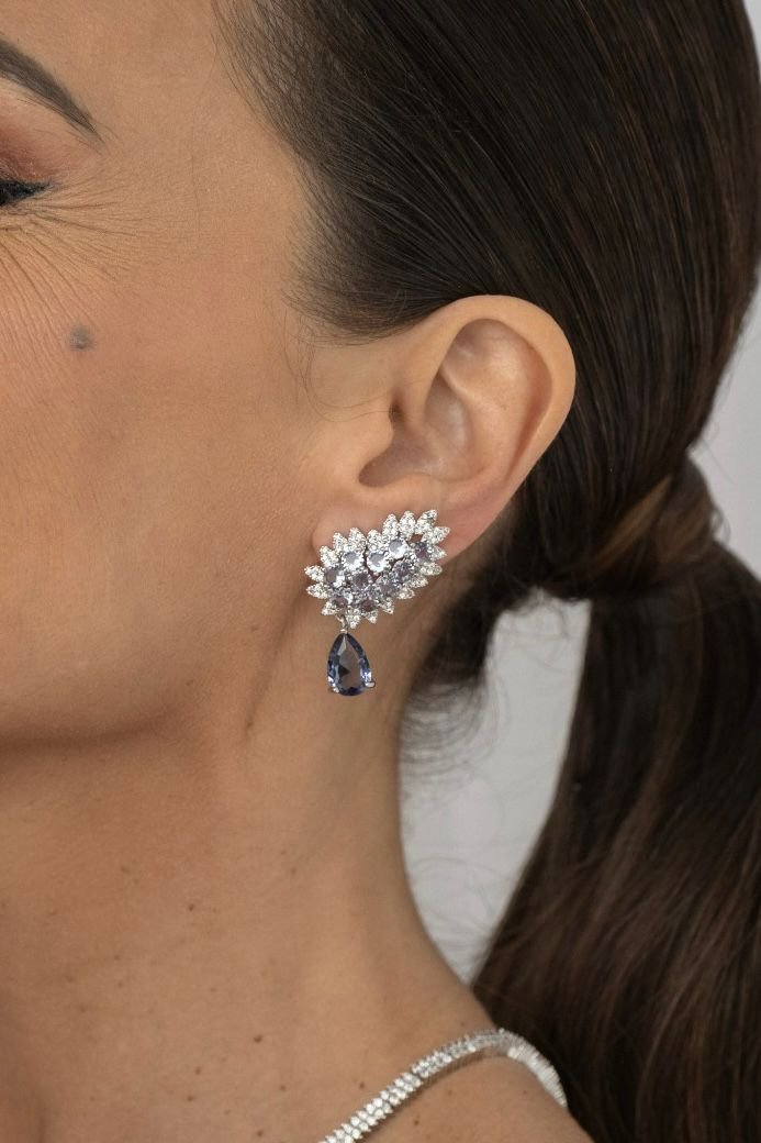 Brinco EarCuff Gota Luxo Tanzanita