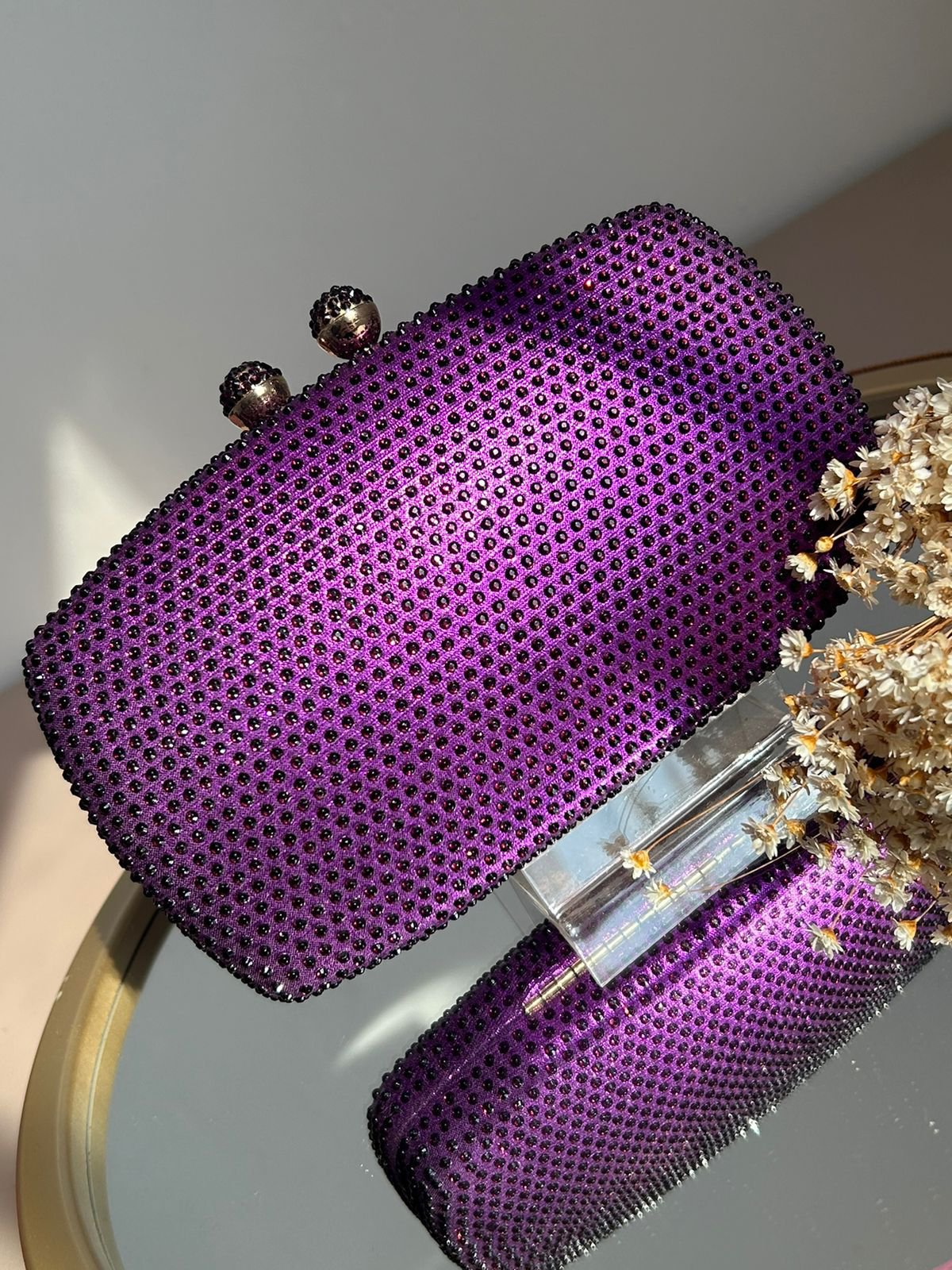 Clutch Cristais Fecho Ultra Violeta