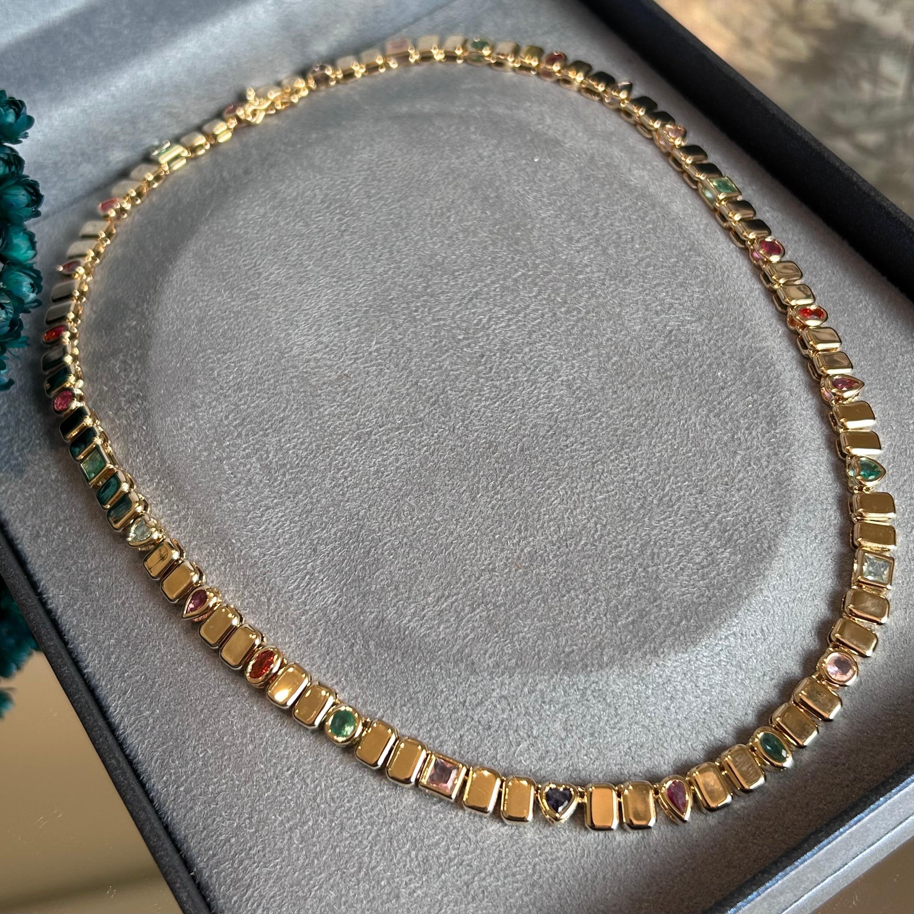 Colar Rivier Color Block Dourados