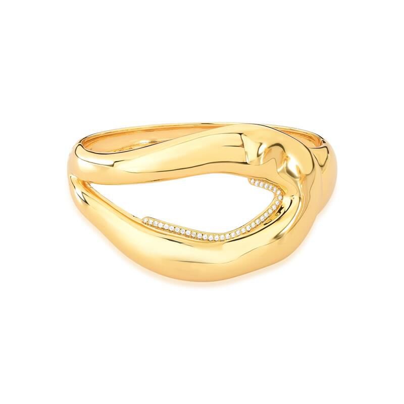 Bracelete Curvo Cravação Zircônia