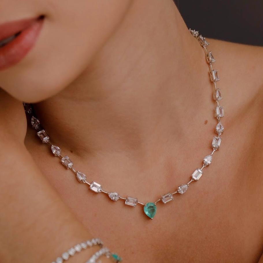 Colar Riviera Luxo Zircônia e Turmalina