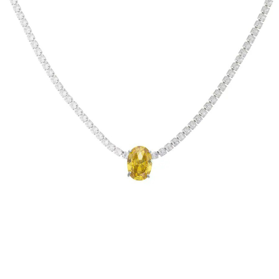 Colar Riviera Pedra Oval Fancy Yellow