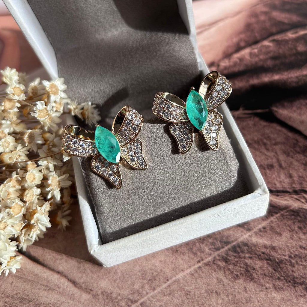 Brinco Borboleta Navetes Turmalina Fusion