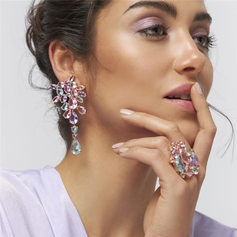 Brinco Maxi Cristais Coloridos